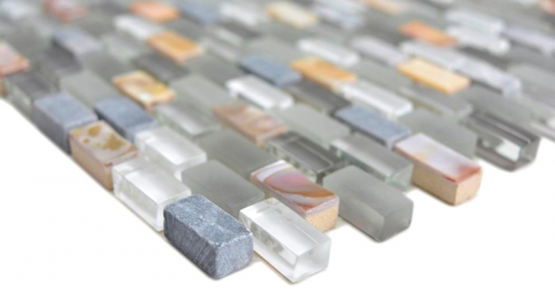 Aste di mosaico composito pietra naturale vetro mosaico conchiglia mattone grigio antracite tracotta mosaico piastrelle muro backsplash cucina bagno - MOS86-0002