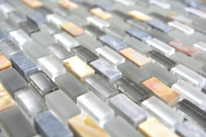 Aste di mosaico composito pietra naturale vetro mosaico conchiglia mattone grigio antracite tracotta mosaico piastrelle muro backsplash cucina bagno - MOS86-0002