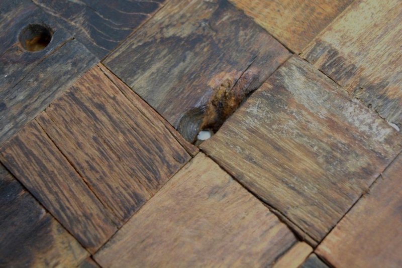 Mosaico in legno ricavato da assi di barca Rivestimento in legno FSC per pareti Alzatina per cucina MOS160-23