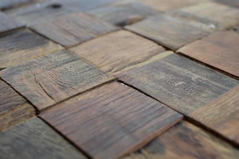 Mosaico in legno ricavato da assi di barca Rivestimento in legno FSC per pareti Alzatina per cucina MOS160-23