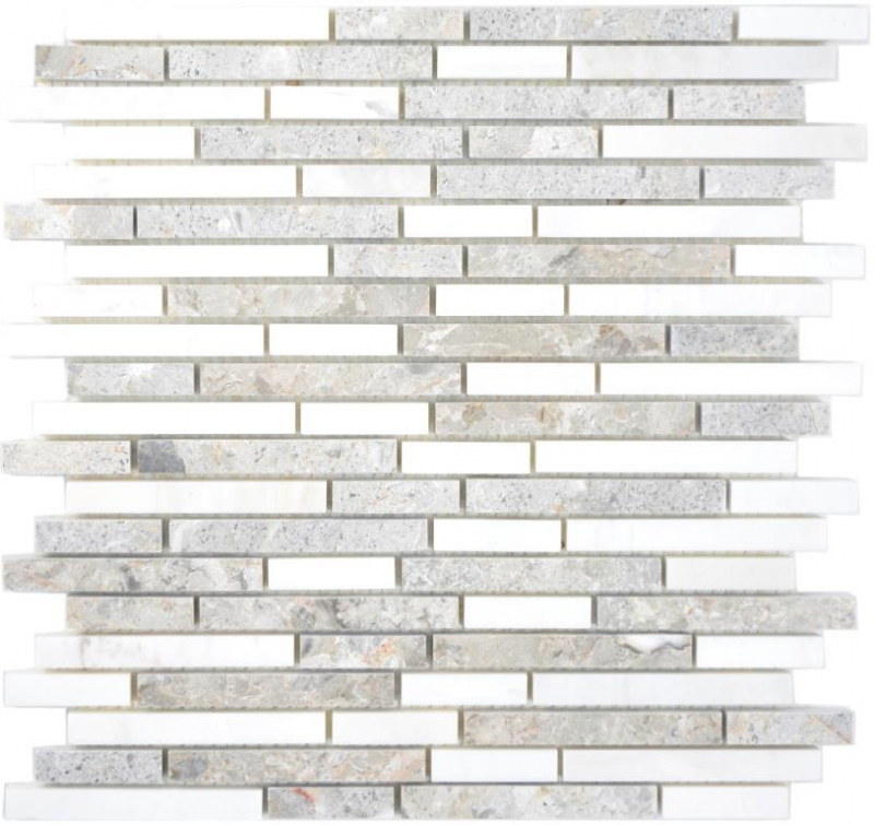 Mano campione marmo mosaico composito pietra grigio bianco mosaico piastrelle muro backsplash cucina bagno MOS87-0201_m