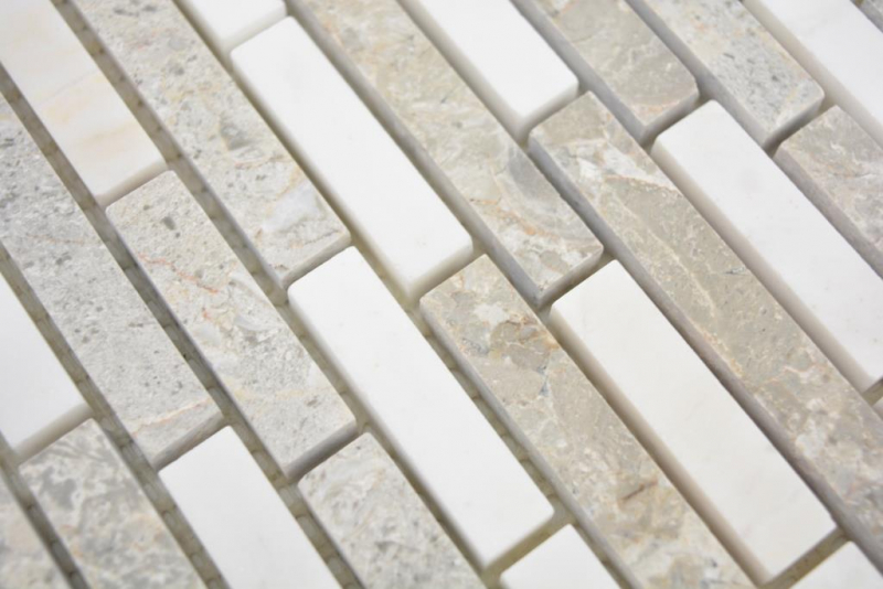 Mano campione marmo mosaico composito pietra grigio bianco mosaico piastrelle muro backsplash cucina bagno MOS87-0201_m