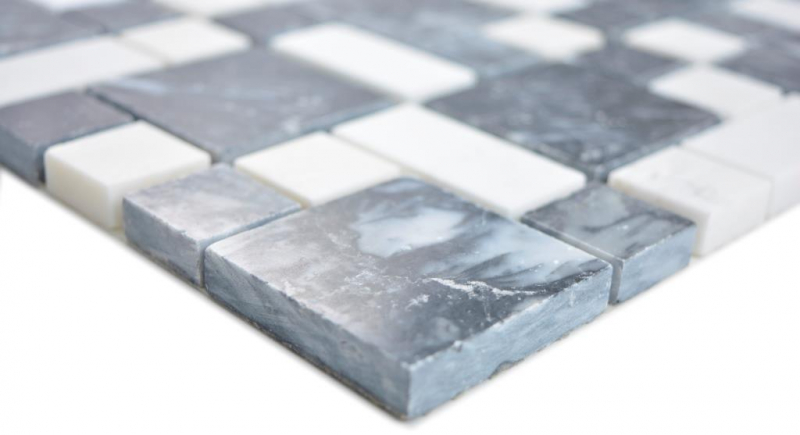 Mosaico di marmo pietra nero bianco mosaico piastrelle muro backsplash cucina bagno MOS88-0302_f