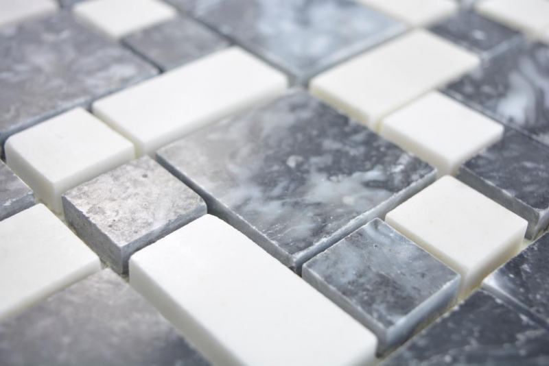 Mosaico di marmo pietra nero bianco mosaico piastrelle muro backsplash cucina bagno MOS88-0302_f