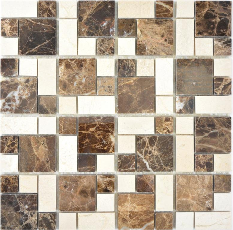 Mosaico di marmo dipinto a mano pietra emperador dark cremarfil mosaico piastrelle parete backsplash cucina bagno MOS88-1312_m