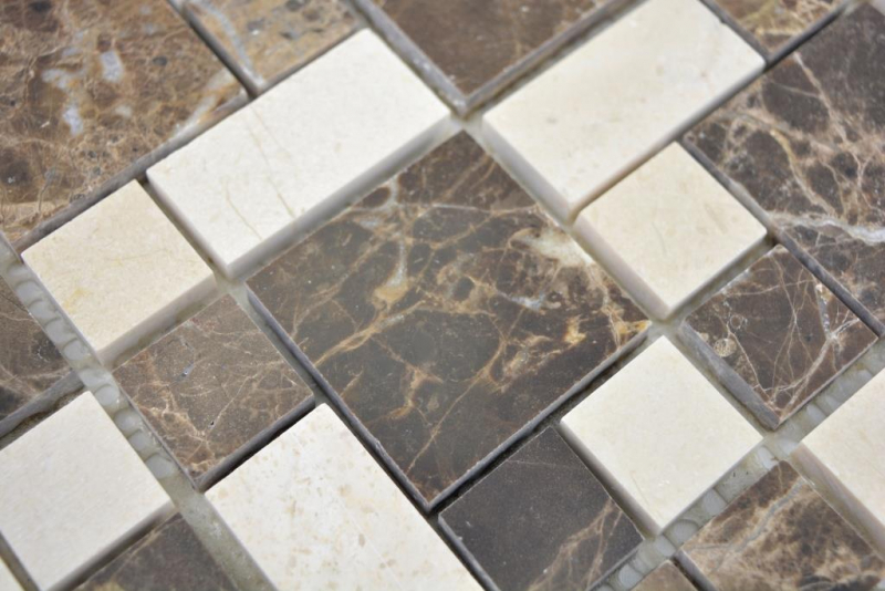 Mosaico di marmo dipinto a mano pietra emperador dark cremarfil mosaico piastrelle parete backsplash cucina bagno MOS88-1312_m