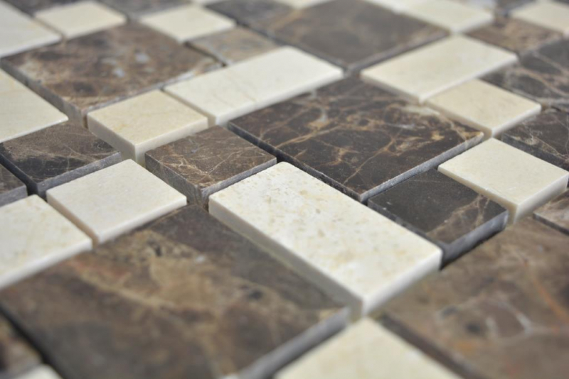 Mosaico di marmo dipinto a mano pietra emperador dark cremarfil mosaico piastrelle parete backsplash cucina bagno MOS88-1312_m