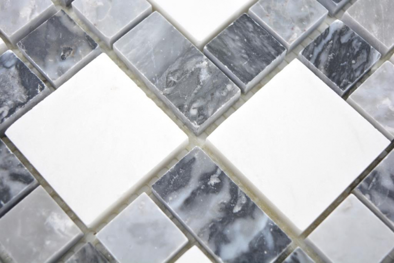 Mano campione marmo mosaico pietra nero grigio bianco mosaico piastrelle muro backsplash cucina bagno MOS88-0321_m