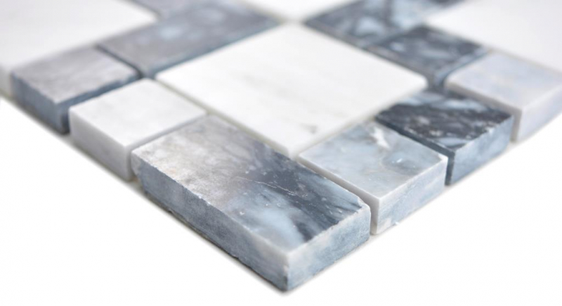 Mano campione marmo mosaico pietra nero grigio bianco mosaico piastrelle muro backsplash cucina bagno MOS88-0321_m