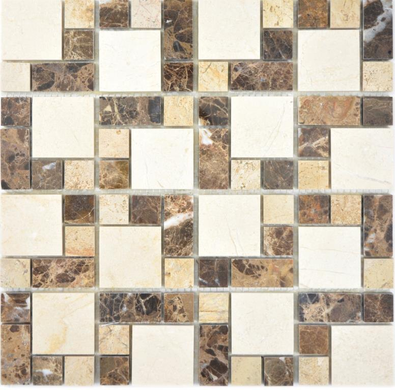 Mosaico di marmo dipinto a mano pietra emperador dark cremarfil mosaico piastrelle parete backsplash cucina bagno MOS88-1313_m
