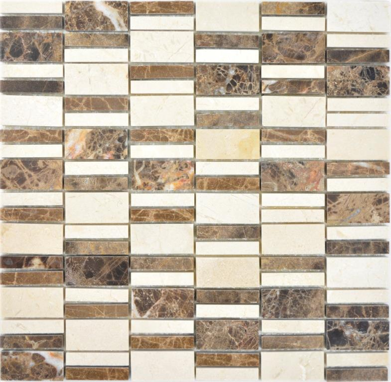 Mosaico di marmo dipinto a mano pietra emperador dark cremarfil mosaico piastrelle muro backsplash cucina bagno MOS88-1201_m