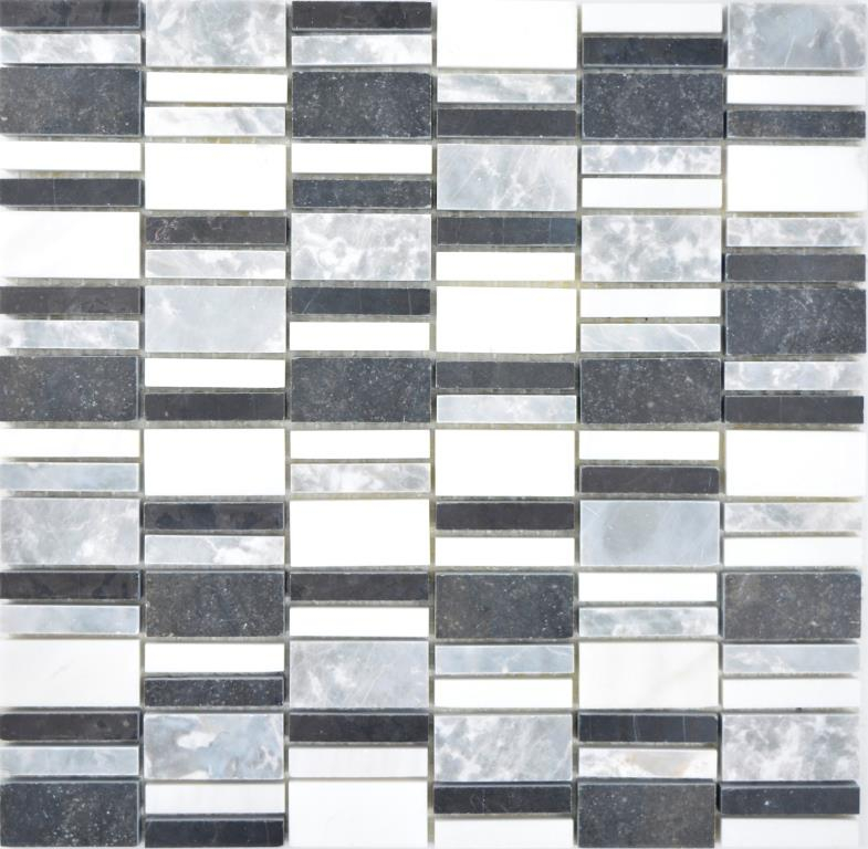 Mano campione marmo mosaico pietra nero grigio bianco mosaico piastrelle parete backsplash cucina bagno MOS88-0123_m