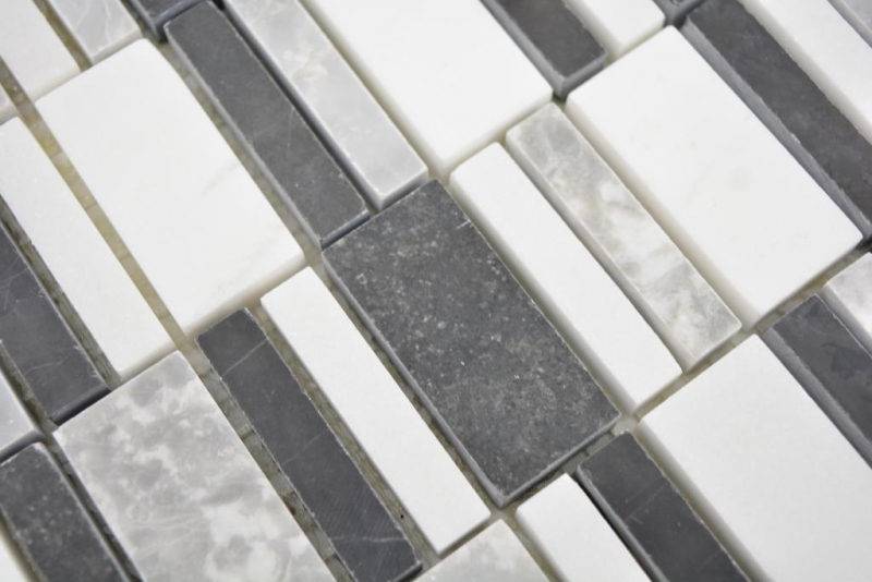 Mano campione marmo mosaico pietra nero grigio bianco mosaico piastrelle parete backsplash cucina bagno MOS88-0123_m