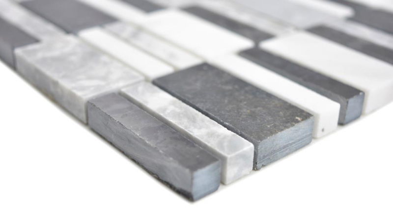 Mano campione marmo mosaico pietra nero grigio bianco mosaico piastrelle parete backsplash cucina bagno MOS88-0123_m