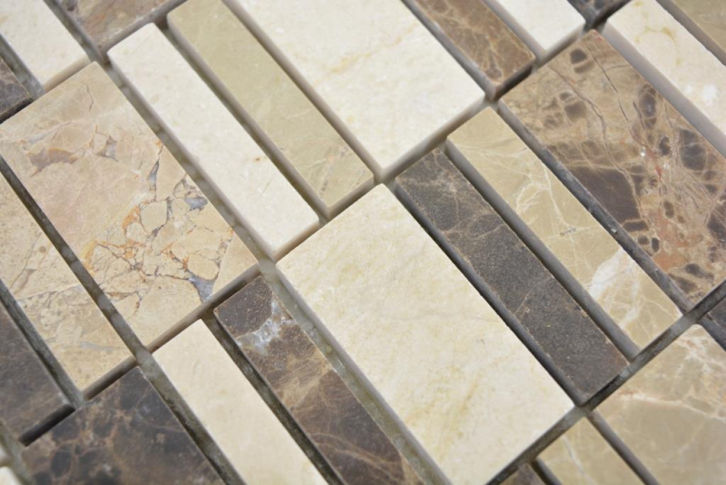 Mosaico in marmo emperador dark cremarfil mosaico piastrelle muro backsplash cucina bagno MOS88-1213_f
