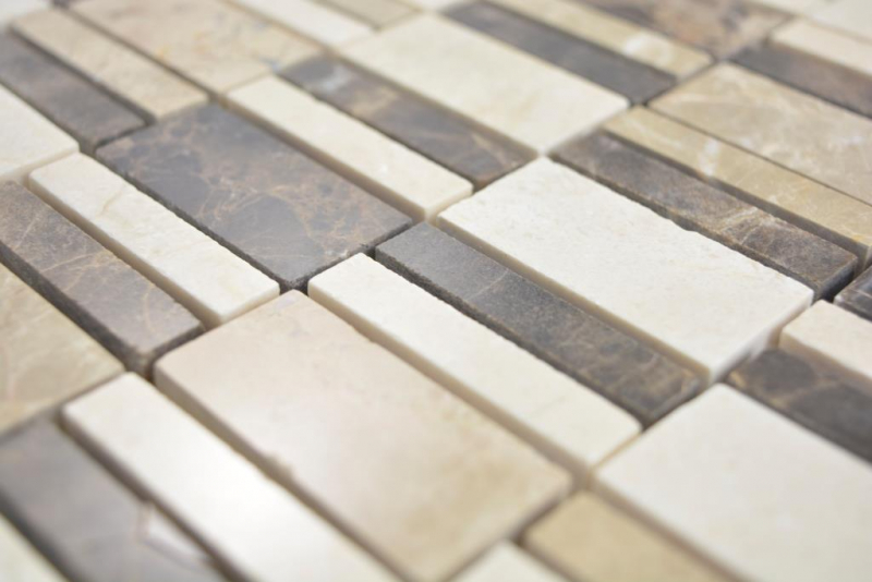 Mosaico in marmo emperador dark cremarfil mosaico piastrelle muro backsplash cucina bagno MOS88-1213_f