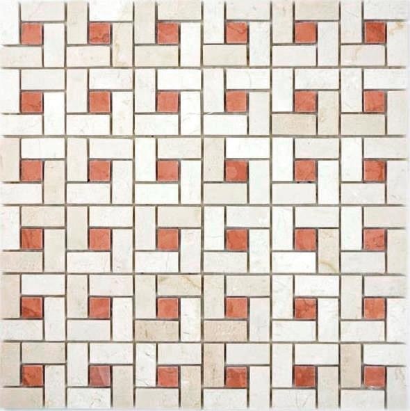 Mosaico in marmo crema beige rosa rosa lucido piastrelle backsplash muro doccia pavimento cucina muro - MOS88-B17
