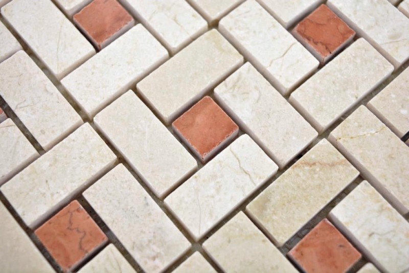 Mosaico in marmo crema beige rosa rosa lucido piastrelle backsplash muro doccia pavimento cucina muro - MOS88-B17