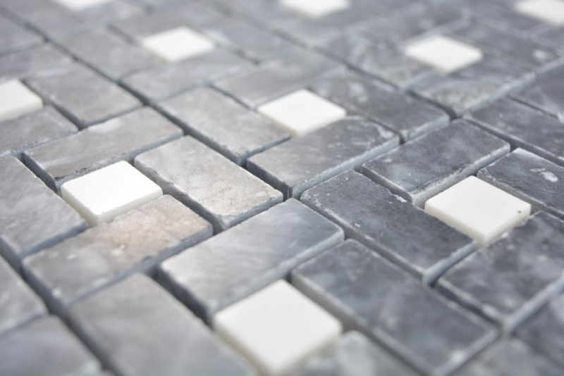 Mosaico di marmo pietra eddy nero bianco latte lucido Mosaico di marmo pietra pantera grigio lucido MOS88-B19_f