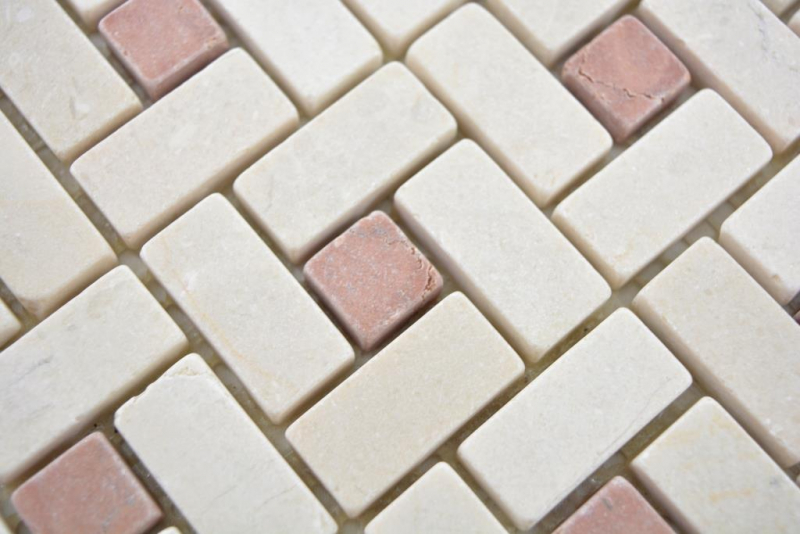 Mosaico di marmo pietra rosa cremarfil Mosaico di marmo pietra pantera grigia lucida MOS88-B27_f