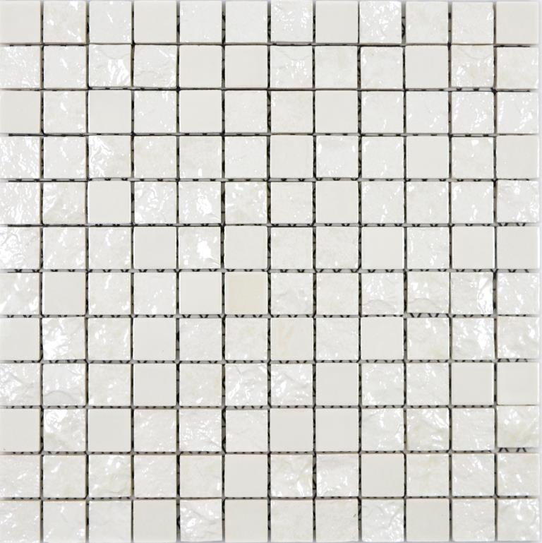 Mosaico ceramico dipinto a mano Baku bianco piastrelle di mosaico muro backsplash cucina bagno MOS14-0001_m