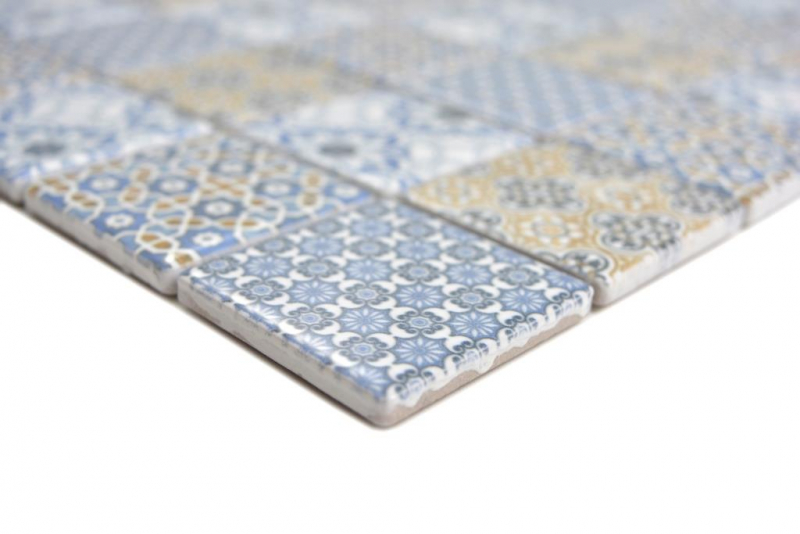Mano modello ceramica mosaico retrò beige giallo blu bianco mosaico piastrelle muro backsplash cucina bagno MOS14-1234_m