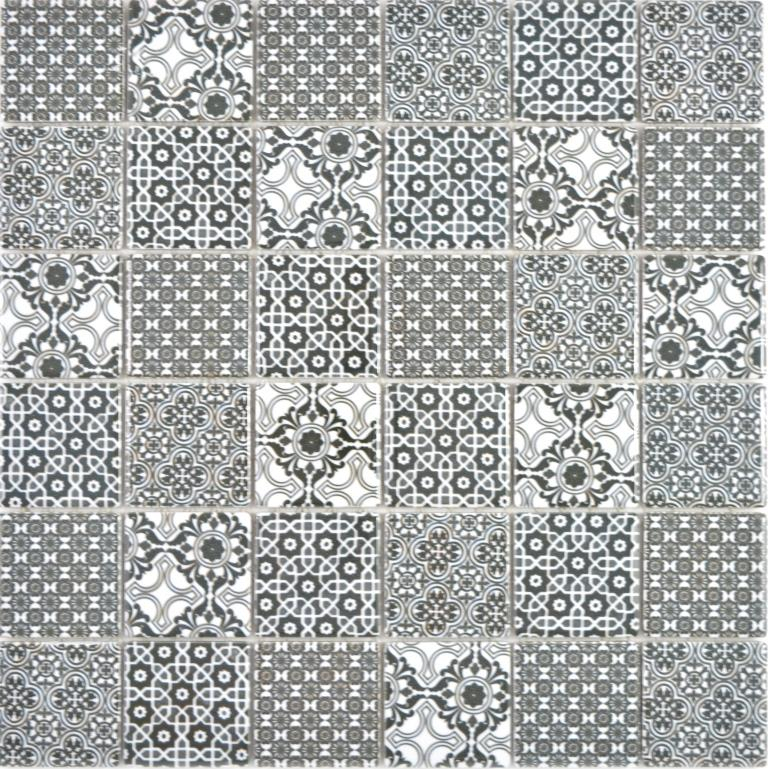 Campione a mano ceramica mosaico nero bianco mosaico piastrelle parete backsplash cucina bagno MOS14-0333_m