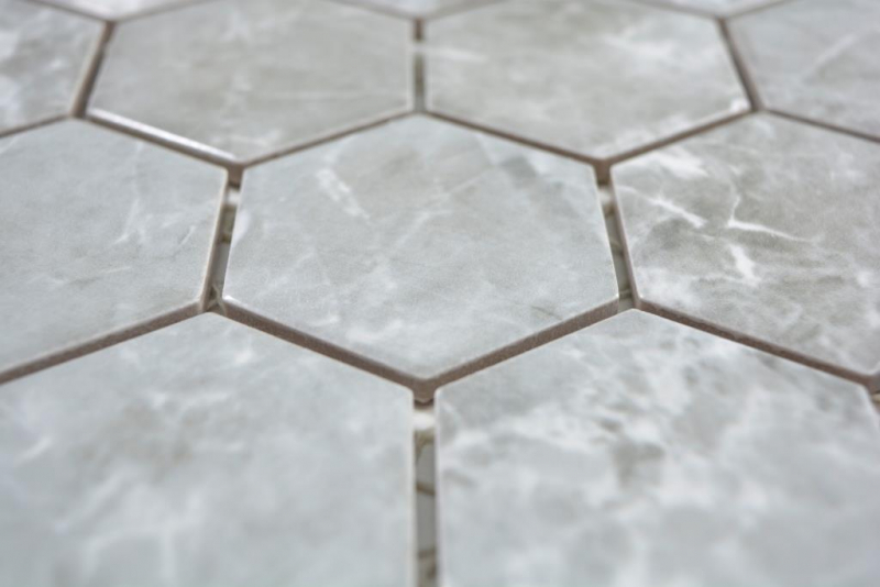 Ceramica mosaico esagono marmo grigio lucido mosaico piastrelle parete backsplash cucina bagno MOS11H-0201_f