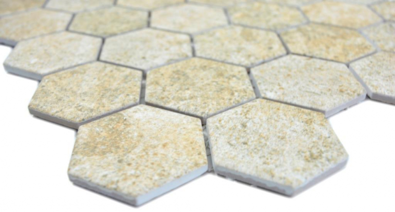 Mano modello mosaico ceramico esagono granito beige mosaico piastrelle parete backsplash cucina bagno MOS11H-1100_m