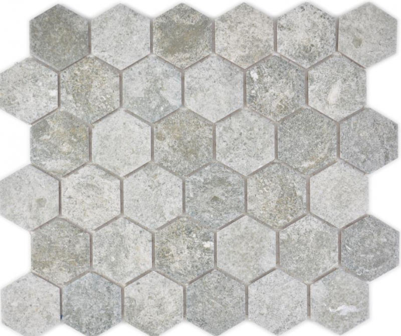 Mosaico ceramico dipinto a mano esagono granito grigio mosaico piastrelle parete backsplash cucina bagno MOS11H-0023_m