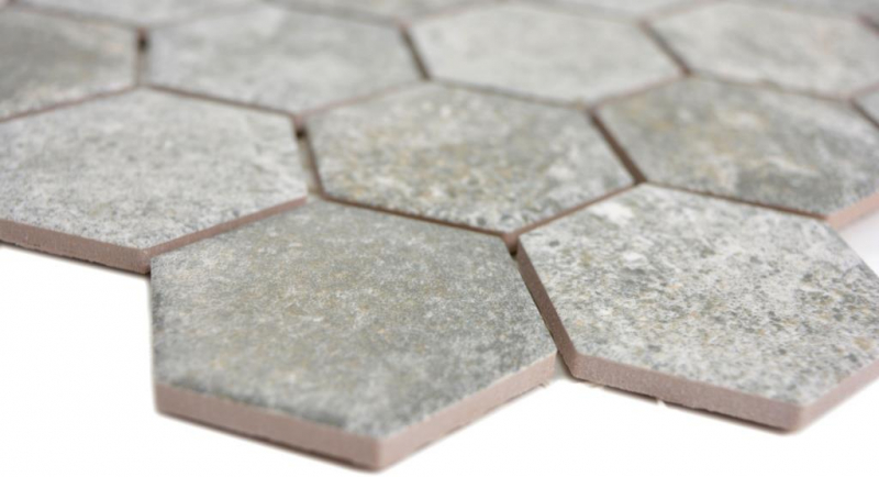 Mosaico ceramico dipinto a mano esagono granito grigio mosaico piastrelle parete backsplash cucina bagno MOS11H-0023_m