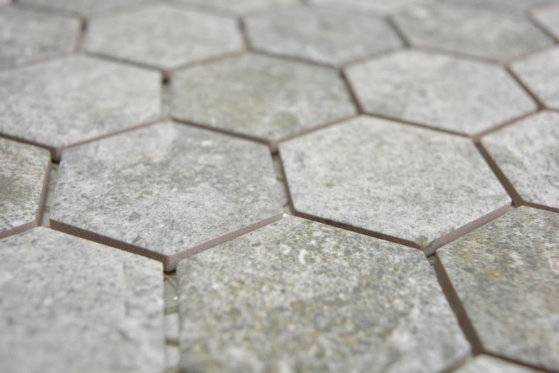 Mosaico ceramico dipinto a mano esagono granito grigio mosaico piastrelle parete backsplash cucina bagno MOS11H-0023_m