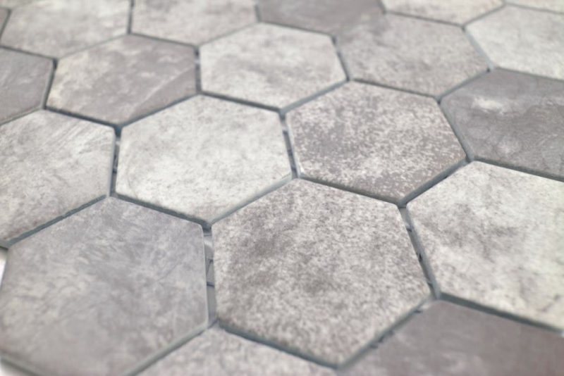 Piastrella di mosaico esagonale ceramica cemento aspetto grigio scuro piastrella di mosaico muro backsplash cucina bagno WC - MOS11H-0026