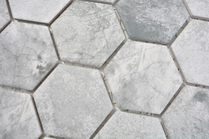 Mosaico ceramico dipinto a mano esagono cemento grigio chiaro piastrelle mosaico muro backsplash cucina bagno MOS11H-0222_m
