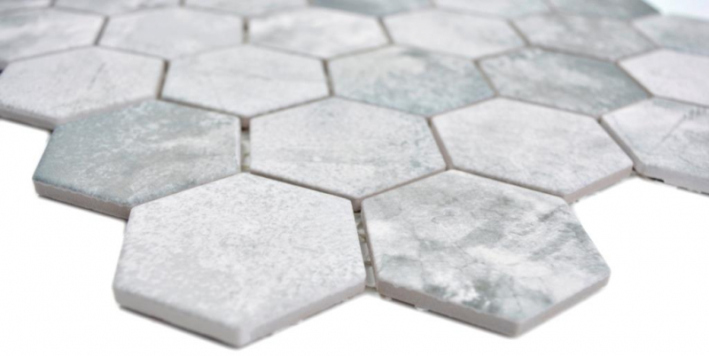 Mosaico ceramico dipinto a mano esagono cemento grigio chiaro piastrelle mosaico muro backsplash cucina bagno MOS11H-0222_m