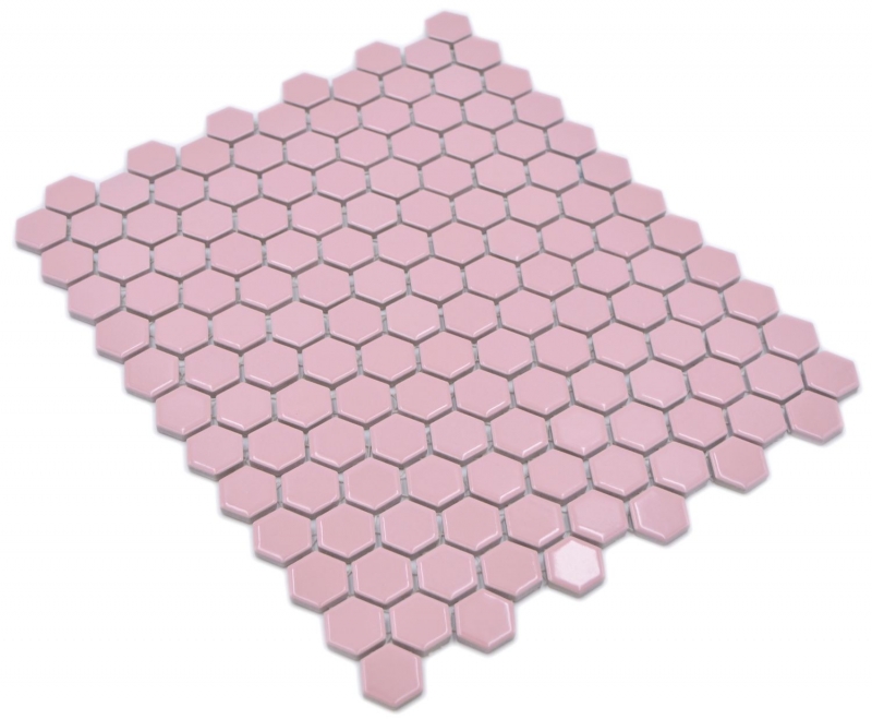 Piastrella di mosaico esagonale in ceramica mini rosa antico lucido piastrella di mosaico parete piastrella backsplash cucina bagno cucina piastrella - MOS11H-1111