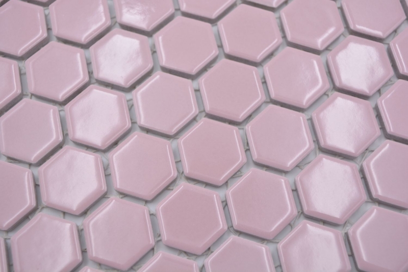 Piastrella di mosaico esagonale in ceramica mini rosa antico lucido piastrella di mosaico parete piastrella backsplash cucina bagno cucina piastrella - MOS11H-1111