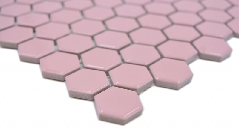 Piastrella di mosaico esagonale in ceramica mini rosa antico lucido piastrella di mosaico parete piastrella backsplash cucina bagno cucina piastrella - MOS11H-1111