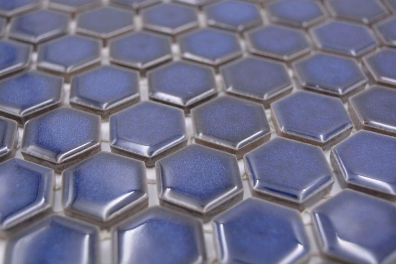 Piastrella di mosaico esagonale in ceramica mini blu cobalto lucido piastrelle di mosaico muro piastrelle backsplash cucina bagno - MOS11H-0444