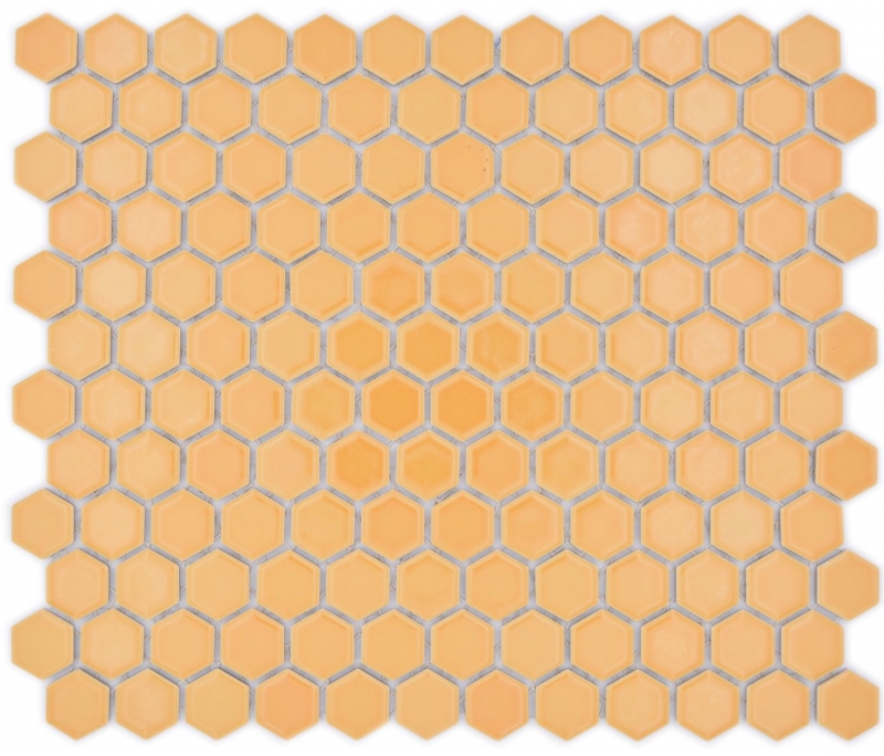Piastrella di mosaico esagonale in ceramica mini ocra arancione lucida piastrelle di mosaico muro piastrelle backsplash cucina bagno - MOS11H-1308