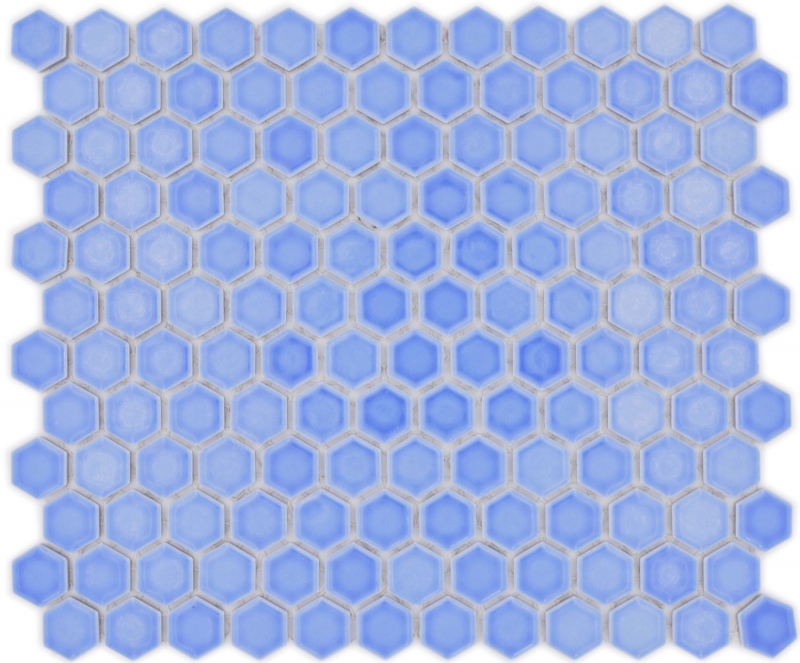 Piastrella di mosaico esagonale in ceramica mini blu lucido piastrelle di mosaico muro backsplash cucina piastrelle bagno - MOS11H-0506