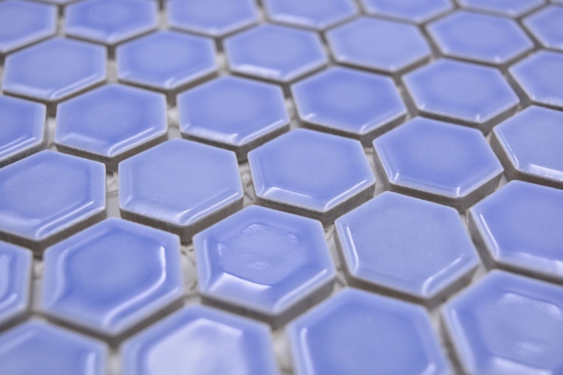 Piastrella di mosaico esagonale in ceramica mini blu lucido piastrelle di mosaico muro backsplash cucina piastrelle bagno - MOS11H-0506