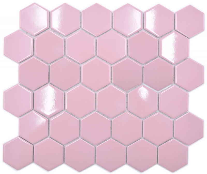 Piastrella di mosaico esagonale in ceramica rosa antico lucido piastrella di mosaico parete piastrella backsplash cucina piastrella bagno - MOS11H-1112