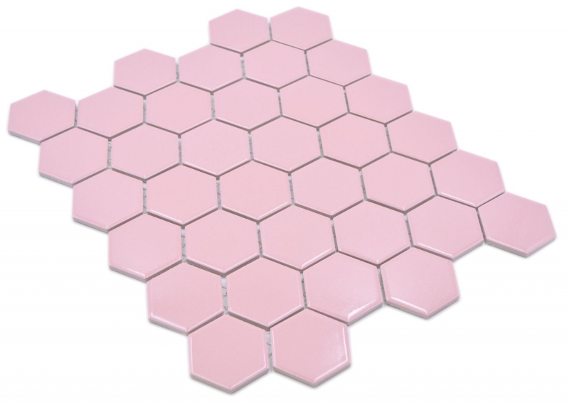 Piastrella di mosaico esagonale in ceramica rosa antico lucido piastrella di mosaico parete piastrella backsplash cucina piastrella bagno - MOS11H-1112