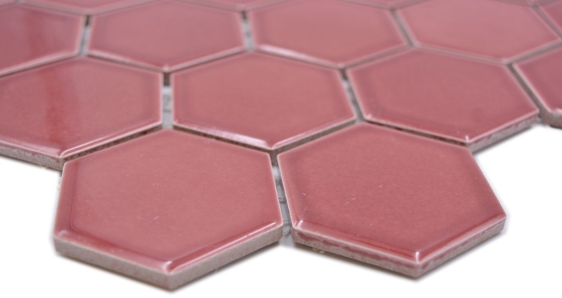 Piastrella di mosaico esagonale in ceramica bordo rosso lucido piastrella di mosaico parete piastrella backsplash cucina piastrella bagno - MOS11H-0901