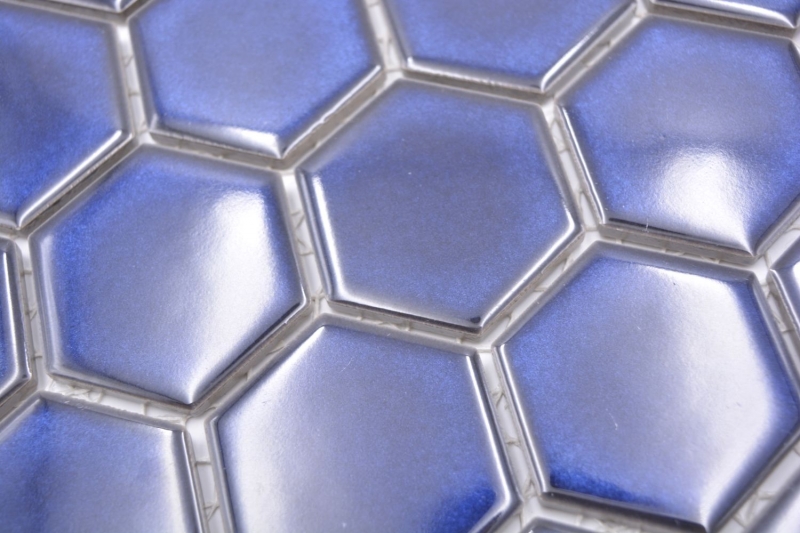 Piastrella di mosaico esagonale in ceramica blu cobalto lucido piastrelle di mosaico muro piastrelle backsplash cucina piastrelle bagno - MOS11H-4501