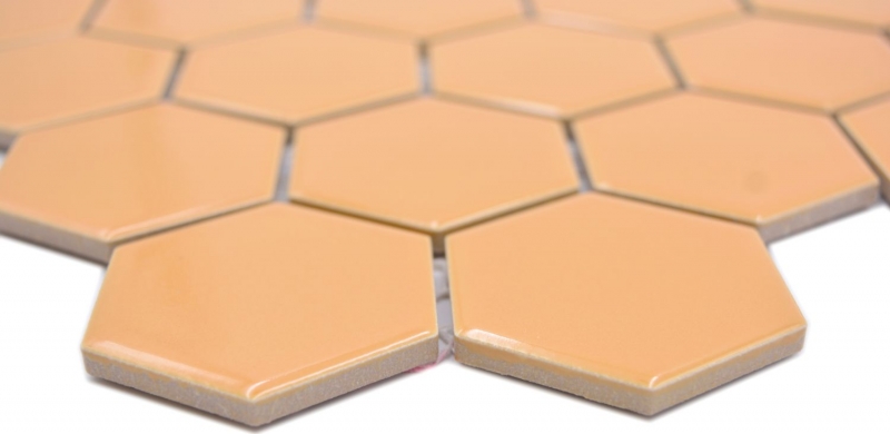 Piastrella di mosaico esagonale in ceramica ocra arancione lucido piastrella di mosaico parete piastrella backsplash cucina piastrella bagno WC - MOS11H-1208