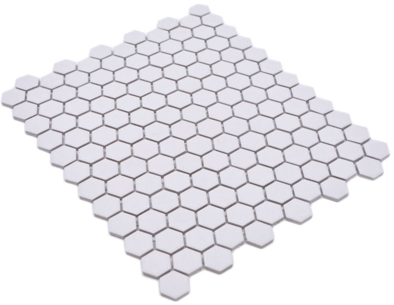 Piastrella di mosaico esagonale in ceramica mini bianco R10B piatto doccia piastrella di pavimento piastrella di mosaico piastrella di bagno antiscivolo - MOS11H-0101-R10