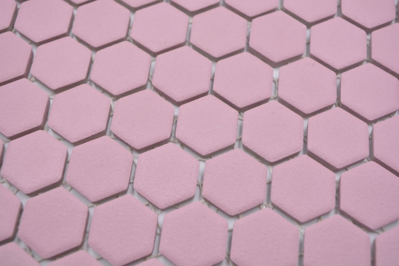 Piastrella di mosaico esagonale in ceramica mini rosa antico R10B piatto doccia piastrella pavimento piastrella mosaico piastrella bagno antiscivolo - MOS11H-1111-R10