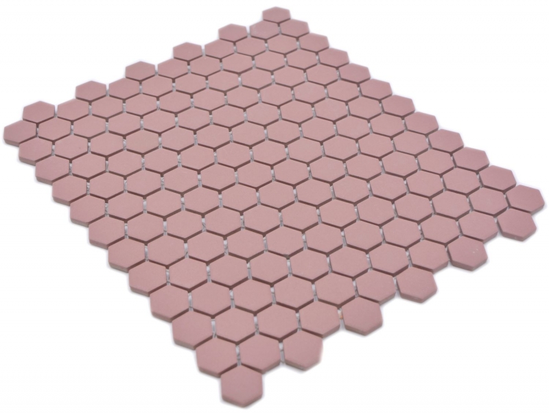 Piastrella di mosaico esagonale in ceramica mini clinker rosso R10B piatto doccia piastrella di pavimento piastrella di mosaico antiscivolo bagno - MOS11H-0900-R10